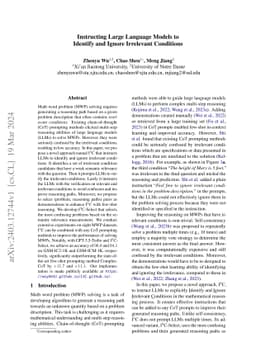 Instructing Large Language Models to Identify and Ignore Irrelevant
  Conditions