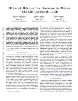 BTGenBot: Behavior Tree Generation for Robotic Tasks with Lightweight LLMs