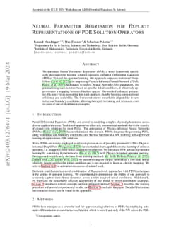 Neural Parameter Regression for Explicit Representations of PDE Solution
  Operators