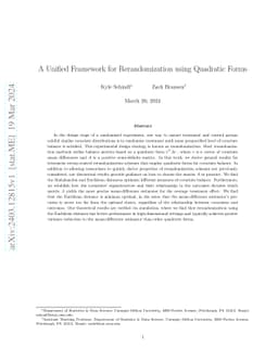 A Unified Framework for Rerandomization using Quadratic Forms