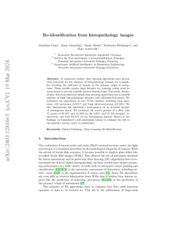 Re-identification from histopathology images