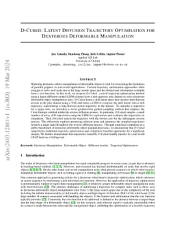 D-Cubed: Latent Diffusion Trajectory Optimisation for Dexterous
  Deformable Manipulation