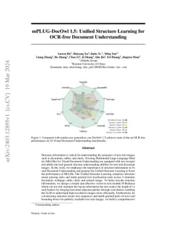 mPLUG-DocOwl 1.5: Unified Structure Learning for OCR-free Document
  Understanding