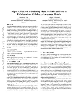 Rapid AIdeation: Generating Ideas With the Self and in Collaboration
  With Large Language Models
