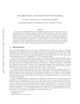 Provable Privacy with Non-Private Pre-Processing