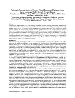 Automatic Summarization of Doctor-Patient Encounter Dialogues Using
  Large Language Model through Prompt Tuning