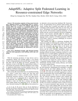AdaptSFL: Adaptive Split Federated Learning in Resource-constrained Edge
  Networks
