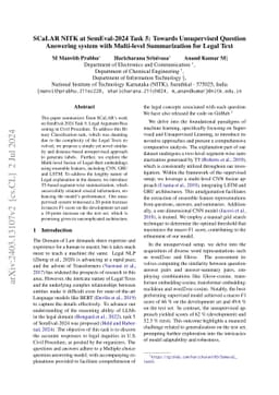 Towards Unsupervised Question Answering System with Multi-level
  Summarization for Legal Text