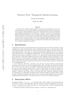 Function Trees: Transparent Machine Learning