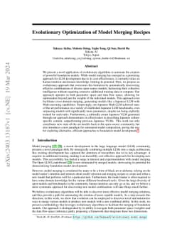 Evolutionary Optimization of Model Merging Recipes