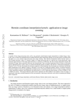 Hermite coordinate interpolation kernels: application to image zooming