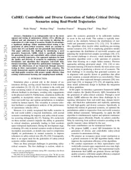 CaDRE: Controllable and Diverse Generation of Safety-Critical Driving
  Scenarios using Real-World Trajectories