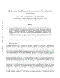 Self-Attention Based Semantic Decomposition in Vector Symbolic
  Architectures