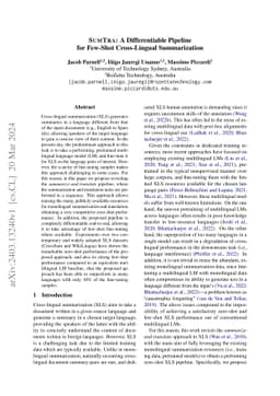 SumTra: A Differentiable Pipeline for Few-Shot Cross-Lingual
  Summarization