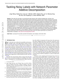 Tackling Noisy Labels with Network Parameter Additive Decomposition