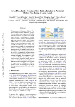 AFLoRA: Adaptive Freezing of Low Rank Adaptation in Parameter Efficient
  Fine-Tuning of Large Models