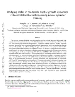 Bridging scales in multiscale bubble growth dynamics with correlated
  fluctuations using neural operator learning