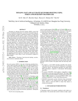 TDT-KWS: Fast And Accurate Keyword Spotting Using Token-and-duration
  Transducer
