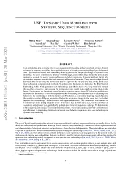 USE: Dynamic User Modeling with Stateful Sequence Models