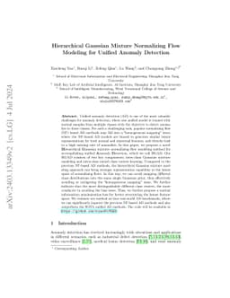Hierarchical Gaussian Mixture Normalizing Flow Modeling for Unified
  Anomaly Detection