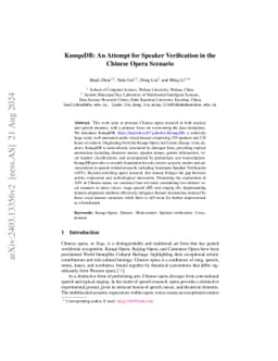 KunquDB: An Attempt for Speaker Verification in the Chinese Opera
  Scenario
