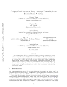 Computational Models to Study Language Processing in the Human Brain: A
  Survey