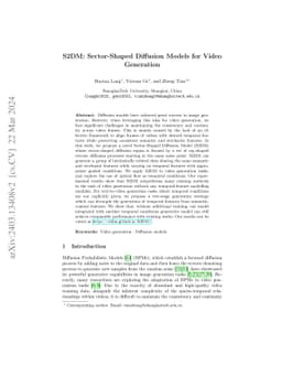 S2DM: Sector-Shaped Diffusion Models for Video Generation