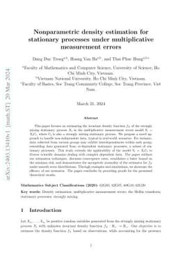 Nonparametric density estimation for stationary processes under
  multiplicative measurement errors