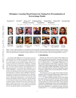 IDAdapter: Learning Mixed Features for Tuning-Free Personalization of
  Text-to-Image Models