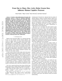 From One to Many: How Active Robot Swarm Sizes Influence Human Cognitive
  Processes