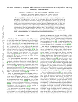Network bottlenecks and task structure control the evolution of
  interpretable learning rules in a foraging agent