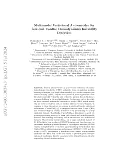 Multimodal Variational Autoencoder for Low-cost Cardiac Hemodynamics
  Instability Detection