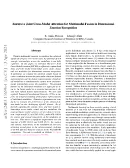Recursive Joint Cross-Modal Attention for Multimodal Fusion in
  Dimensional Emotion Recognition