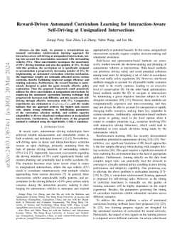 Reward-Driven Automated Curriculum Learning for Interaction-Aware Self-Driving at Unsignalized Intersections