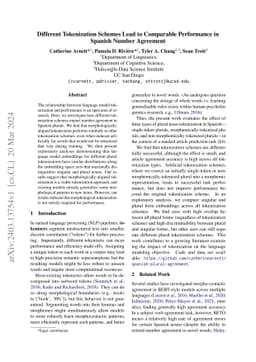 Different Tokenization Schemes Lead to Comparable Performance in Spanish
  Number Agreement