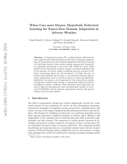 When Cars meet Drones: Hyperbolic Federated Learning for Source-Free
  Domain Adaptation in Adverse Weather