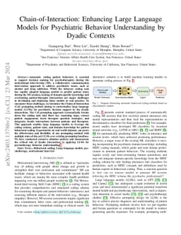Chain-of-Interaction: Enhancing Large Language Models for Psychiatric
  Behavior Understanding by Dyadic Contexts