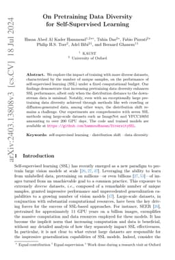On Pretraining Data Diversity for Self-Supervised Learning