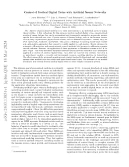 Control of Medical Digital Twins with Artificial Neural Networks