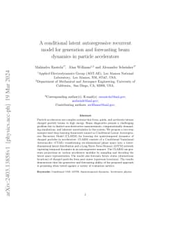 A conditional latent autoregressive recurrent model for generation and
  forecasting of beam dynamics in particle accelerators