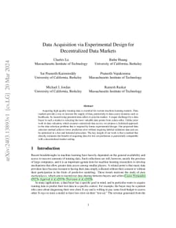 Data Acquisition via Experimental Design for Decentralized Data Markets