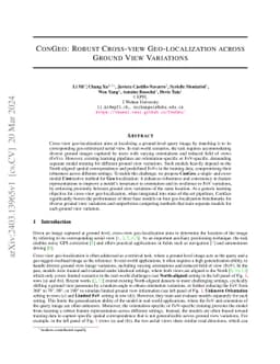 ConGeo: Robust Cross-view Geo-localization across Ground View Variations