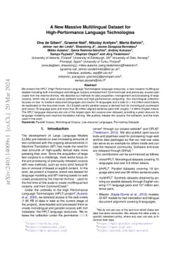 A New Massive Multilingual Dataset for High-Performance Language
  Technologies