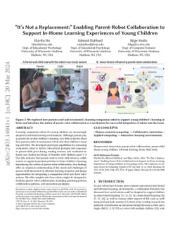 "It's Not a Replacement:" Enabling Parent-Robot Collaboration to Support
  In-Home Learning Experiences of Young Children