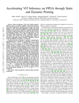 Accelerating ViT Inference on FPGA through Static and Dynamic Pruning