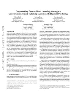 Empowering Personalized Learning through a Conversation-based Tutoring
  System with Student Modeling