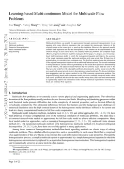 Learning-based Multi-continuum Model for Multiscale Flow Problems