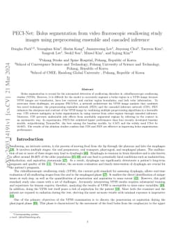 PECI-Net: Bolus segmentation from video fluoroscopic swallowing study
  images using preprocessing ensemble and cascaded inference