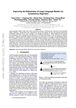 Improving the Robustness of Large Language Models via Consistency
  Alignment