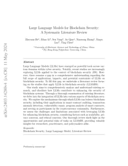 Large Language Models for Blockchain Security: A Systematic Literature Review